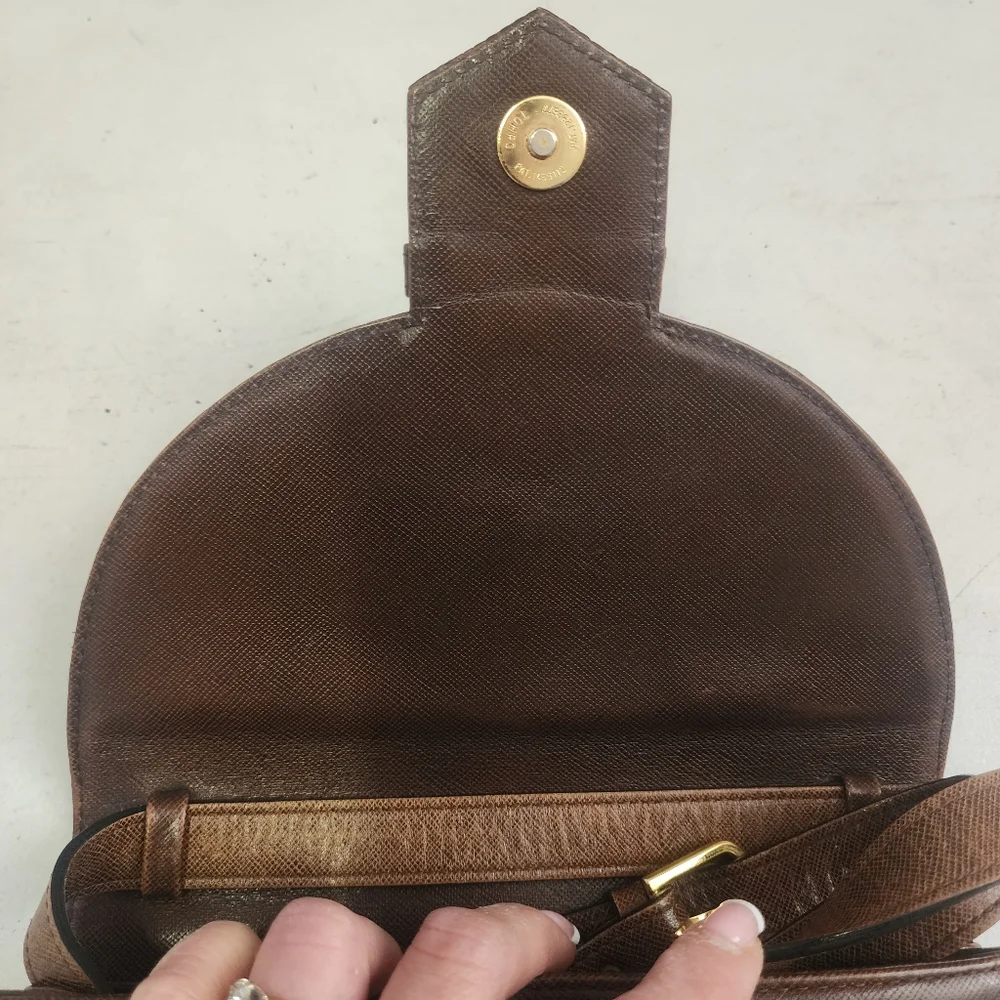 Authentic Vintage Brown Leather YSL 2-Way Bag With Digital COA